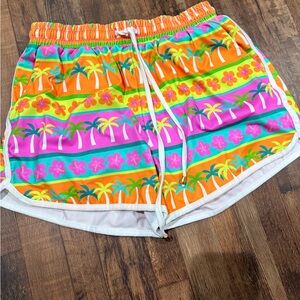 Colorful Palm Print Women's Athletic Shorts